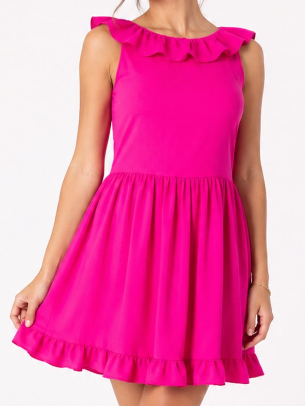 NEWKATE SPADE Bateau Neckline Ruffle Pink Mini Dress 4